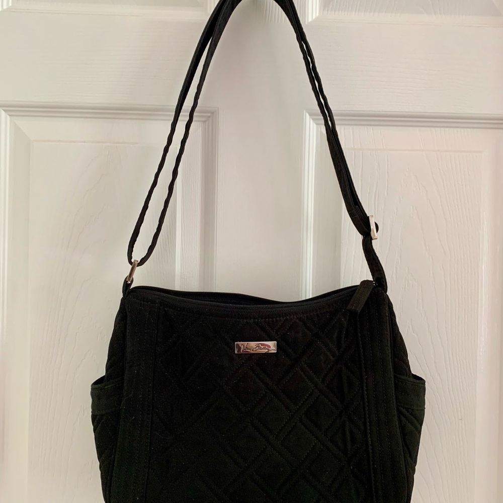 Vera Bradley Black Quilted Shoulder Bag with Metallic Detail